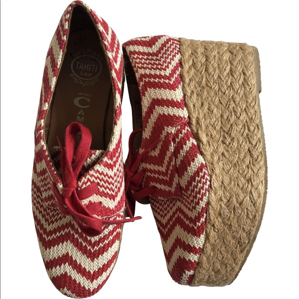 Jeffrey Campbell Tahiti Red Chevron Espadrille Platform Oxfords